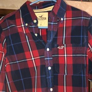 Red and Blue plaid Hollister Button shirt